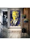 SODEF Canvas Wall Art Mustafa Kemal Atatürk Yellow Navy Fenerbahçe Vertical Frameless Modern Decor for Living Room, Office (Various Sizes) - White, 20x30 inch