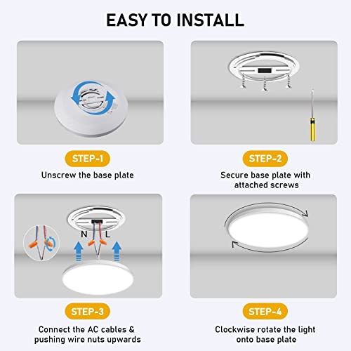 24W Smart Led Ceiling Light Rgb - [Brighter&Efficent]V731 2400Lm Dimmable And Color Changing Flush Mount Lights Fixture ,Compatible With Tuya App/Alexa/Google Home,For Bedroom/Living/Kids Room (12”) #TOP5