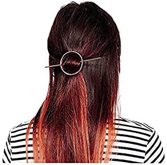 Fashion Women Girls Gold/Silver Plated Metal Round Bar Hair Clips Metal Circle Hairpins Holder Hair Accessories