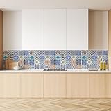 Lupia Spritzschutz für Küchenrückenlehne mit bedrucktem Dekor, SIZILIANISCHES MAIOLIK, aus Aluminiumverbundwerkstoff, einfach anzubringen, waschbar, schwer entflammbar, wasserabweisend, 300 x H 62,5