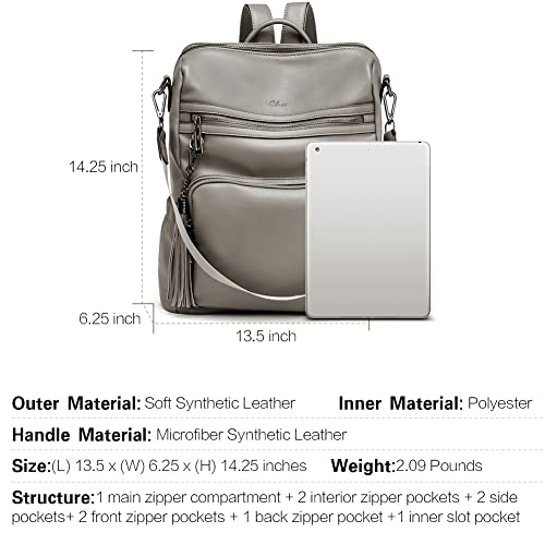 Cluci Backpack Purse For Women Crossbody Bag Purse For Women Multi Pockets Vegan Leather Handbags Travel Designer Vintage Ladies Shoulder Bags Grey #TOP2