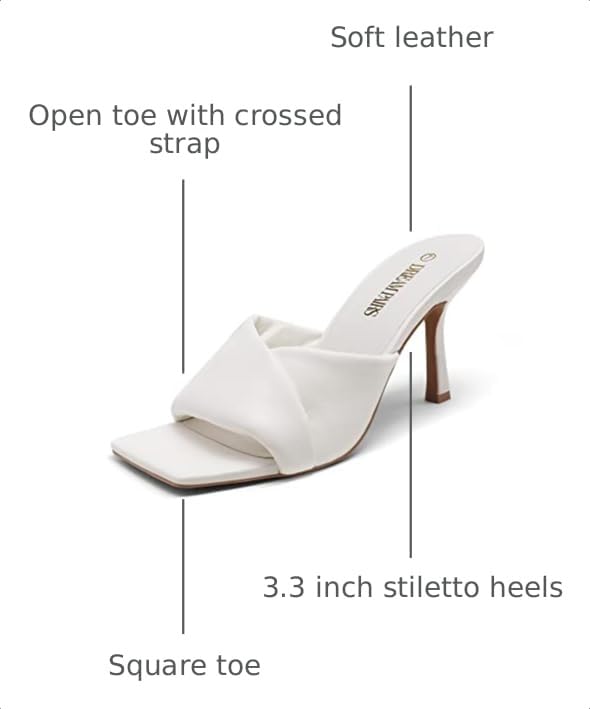 Image of DREAM PAIRS Women's High Stilettos Heels Mules Open Square Toe Slip On Comfort Sexy Dress Pumps Sandals Fashion Casual Prom Dress Shoes