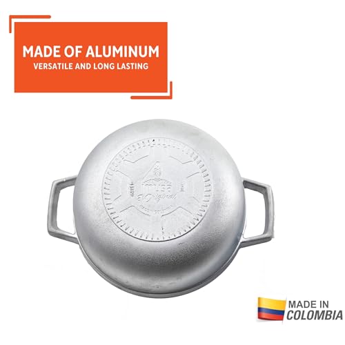 IMUSA Caldero Stock Pot with Aluminium Lid 2QT, Cast Aluminum, Perfect for Serving Small Groups, Riveted Handles, Made in Colombia, Silver by Imusa - Used condition - Image 3