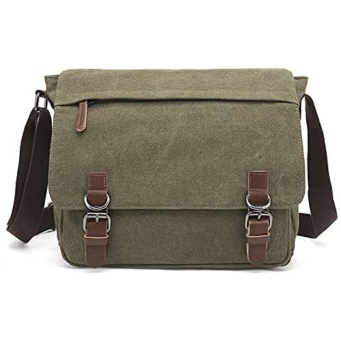 Sechunk Canvas Vintage Messenger Bag Shoulder bag Leather Cross body bag Large Travel Crossbody bags for men women 13inch Laptop Cover