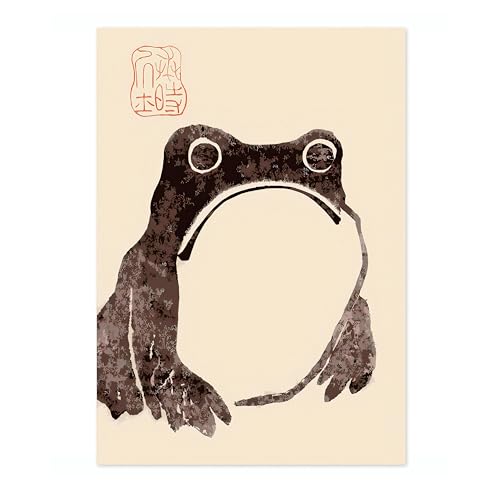 Matsumoto Hoji Sad Frog Poster, Japansese Art Woodblock Ukiyo-e Print, Framed Japanese Wall Art, Archival Matte, A5 (Print Only) - 21x14.8cm