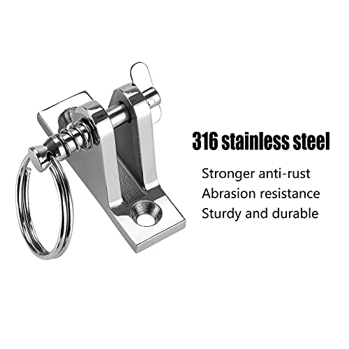 Bimini Top Deck Hinge With Quick Release Pin, Bimini Top Fitting Hardware 90° Deck Hinge, 316 Stainless Steel, Installation Screws (6 Packs) #TOP1