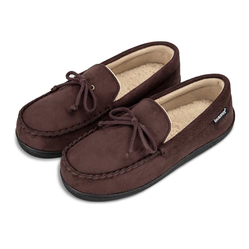 Image of isotoner Men's Slip-on Indoor /Outdoor Microsuede Memory Foam Comfort Moccasin Slippers