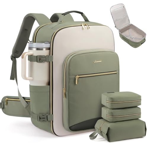 LOVEVOOK 56L Travel Backpack for Women & Men, Airline Approved Carry On Luggage with 3 Packing Cubes, TSA Overnight Bags, Waterproof Personal Item Bag, Weekender Essentials Backpacks fits 17" Laptop