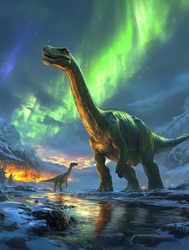Kit punto de cruz aurora boreal y dinosaurio 5D para decorar salones familiares m-192