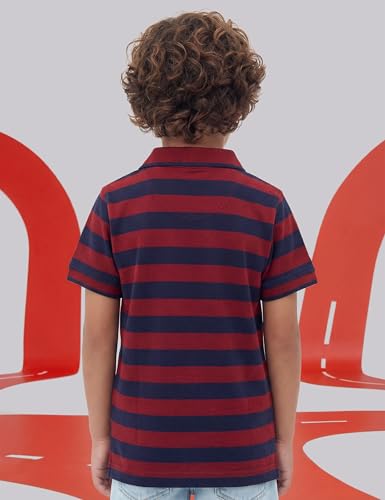 Image of Amazon Brand - Symbol Boys Cotton Rich Striped Polo Tshirt | Collar Tshirts | Half Sleeves | Regular Fit