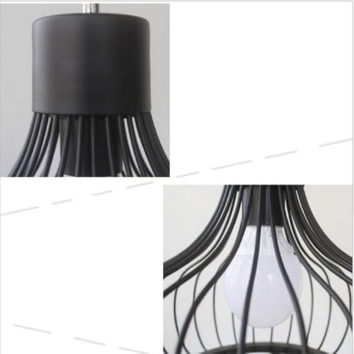 Lámpara de techo CFWSHJ para iluminar salones oscuros con estilo de jaula negra 4