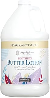 Ginger Lily Farms Botanicals Soothing Butter Lotion for Dry, Sensitive Skin, 100% Vegan & Cruelty-Free, Fragrance Free, 1 Gallon (128 fl oz) Refill