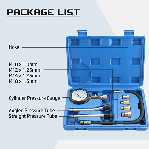 Dasbet Petrol Gas Engine Cylinder Compression Tester 0-300 Psi 3" Gauge Kit Auto Tool With O Ring #TOP1