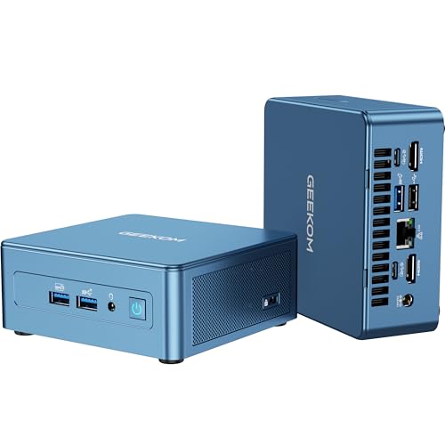 GEEKOM IT12 Mini PC con Intel Core i5-12450H, 16GB RAM(Ampliable, No LPDDR Bloqueada) y 512GB SSD(hasta 4TB), Lector SD, Windows 11 Pro, Garantía de 3 Años, 2×USB4.0, para Oficina/Control Industrial