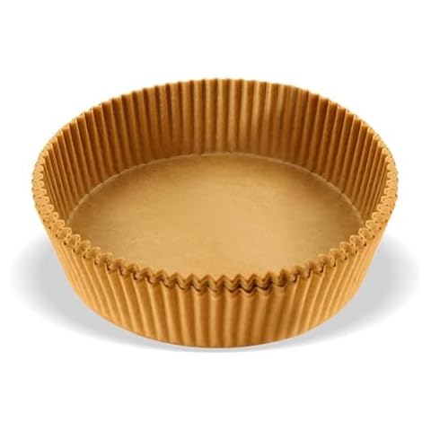 Air Fryer Parchment Paper Pan 6.5" Non-Stick Disposable Baking Paper Liners Unperforated Round Air Fryer Sheets For Baking Roasting Microwave Oven (100, Natural) Cover