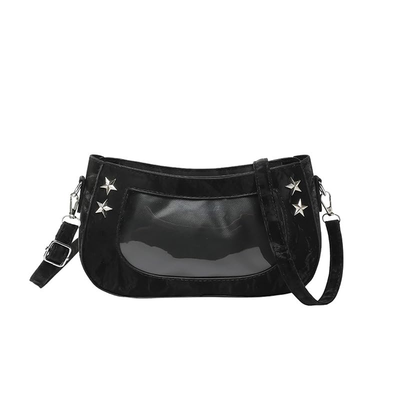 Bolsa transversal transparente estilo japonês - Bolsa de ombro transparente para moda exclusiva, Preto