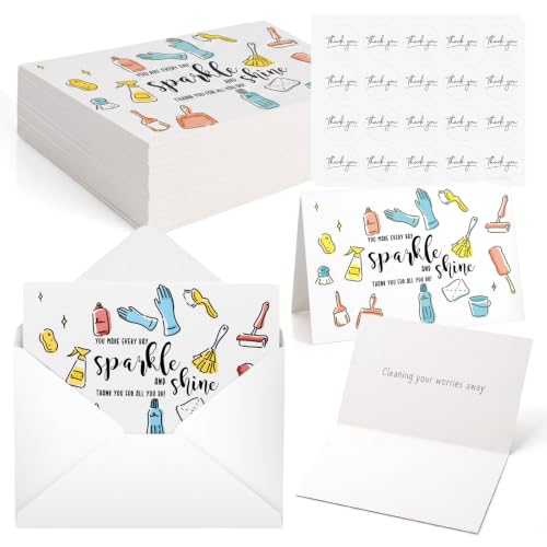 Gueevin 40 Sets School Custodian Appreciation Cards with Envelope Sticker