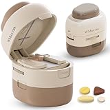 Vertical Press Pill Cutter/Splitter- Adjustable with Storage Box, for Small/Tiny Pills, Vitamins & Tablets | 1/2 & 1/4 Splitter, Precise Alignment, Multi-Pill Cutting, Easy to Use, Hidden Sharp Blade