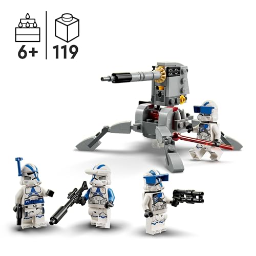 Star Wars 75345 Battle Pack Clone Troopers Legione 501 - Giocattolo da Costruire da Collezione con Cannone AV-7 e 4 Minifigure - Regalo per Bambini da 6 Anni e per Fan di The Clone Wars - Lego - Immagine 1