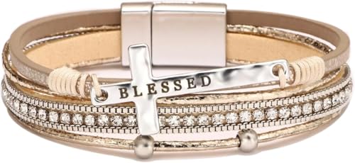 Leather Wrap Bracelets for Women,Boho Bracelet Multi-Layer Bangle Western Jewelry