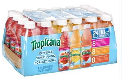 Tropicana 100% Juice 3-Flavor Fruit Blend Variety Pack, 10 Fl Oz, 24 Count Bottles - 2 Pack