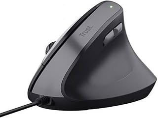 Trust Bayo II Mouse Ergonômico com Ângulo Vertical de 57° – Feito com Plástico Reciclado, Botões Silenciosos, DPI Ajustável 800-2400, Cabo USB 150cm, Preto