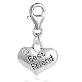 Sexy Sparkles Heart dangling clip on charms lobster clasp pendant clips on bracelets,purses,necklace (Best Friend)