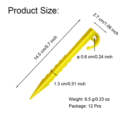 12 Piezas Estacas para Tienda de Plástico de 5.9 Pulgadas con Bordes Serrados Amarillo para Camping y Jardín miniatura 2