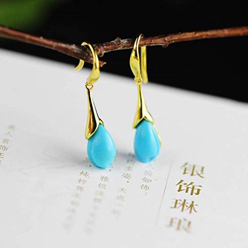 Boucles d'oreilles en argent 925 avec véritable éclat turquoise