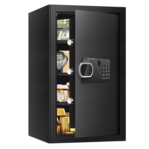 5.0 Cuft Large Home Safe Fireproof Waterproof, Anti-Theft Fireproof Safe Box with Programmable Keypad, Spare Keys and Alarm System, Fire Safes for Home Money Document Valuables