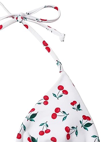 SOLY HUX Women's Bikini Sets Cherry Print Halter Triangle Tie Side Bathing Suits 2 Piece Swimsuit3