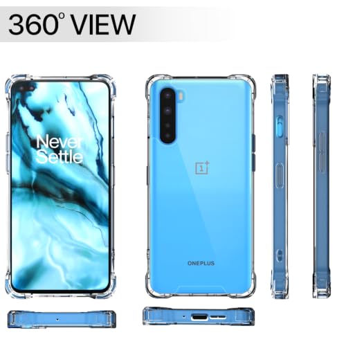 Image of Outlouders Back Cover for Oneplus Nord (2020) Clear Transparent PC + TPU Bumper Case with Raised Edges for Shockproof Protection (Transparent)