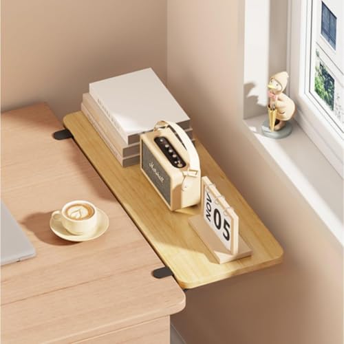 デスク 拡張ボード 折り畳み 机 後付け キーボード サイド 棚 エクステンダー トレイ 折りたたみ 取り付け簡単 穴あけ不要 オフィス ホーム 学校 (木の色,50*20*1.2cm)