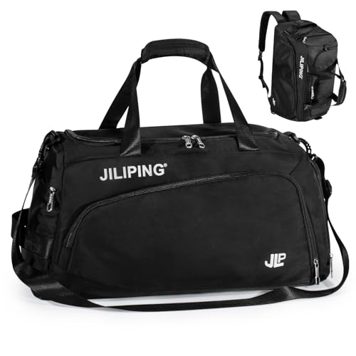 Rieeyrslza Bolsa Deporte Gimnasio Mochila Hombre Mujer 42L Bolsa Gimnasio de Viaje con Compartimento Zapatos, Mochila Función, Compartimento Húmedo, Correas Ajustables para Hombros (4202# Negro)
