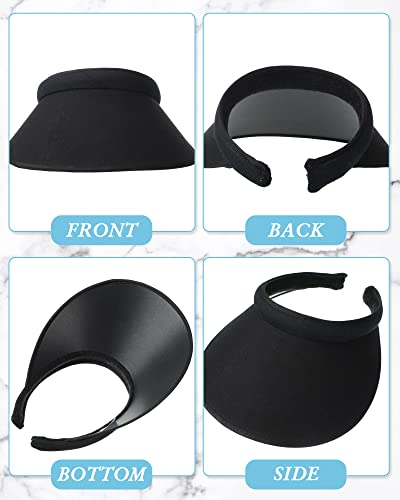 3 Pcs Sports Sun Visor Hat Cloth Covered Slip On Visor Cotton Womens Visor Cap Golf And Tennis Visor For Women Men Sun Visor (Black, White, Navy Blue) #TOP4