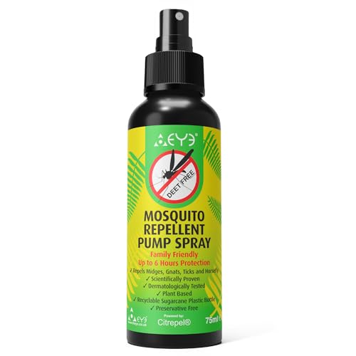 THEYE Mosquito Repellent Spray for Body - 100% Natural Insect Repellent Spray (Deet Free), No Preservatives or Other Harmful Chemicals - Pump Spray, 75ml