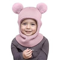 Fjquamitix Kids Winter Hat Baby Warm Balaclava Cute Bear Thermal Windproof Multifunctional Hat for 1-6 Years Old Boys & Girls, Soft Lining for Outdoor Activities (UK, Alpha, One Size, Pink)