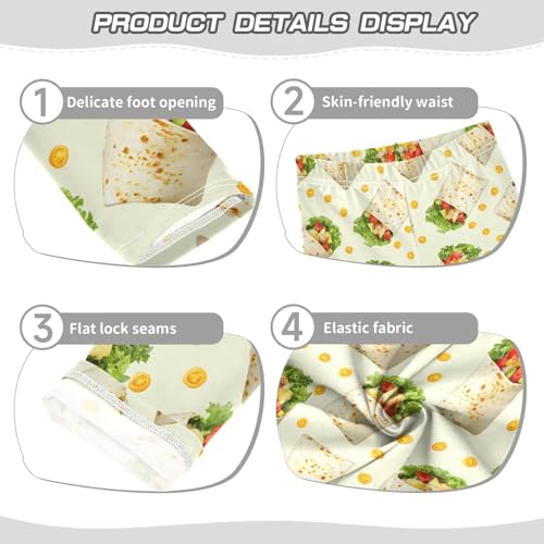 Maxican Taco Burritos Food Girls Casual Leggings for Kids Printed Long Pant Bottoms Stretch and Soft3