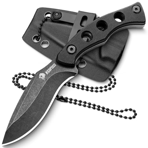 NedFoss Neck Knife with Sheath and Necklace, Small Knife Necklace for Men Women, Fixed Blade EDC Knife with G10 Handle, 2.7in Little Knife for Outdoor, Survival, Camping