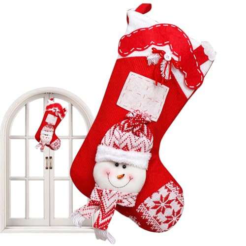 クリスマスストッキング - キャンディーオーガナイザー,スノーマン ストッキング オーナメント | 暖炉マントル・階段・木・家・農家・庭・ヤード・ポーチ用