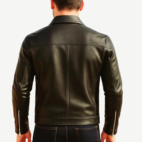 Image of Leather Jacket For Men Spread collar