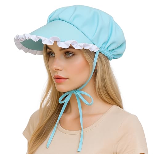 SP ESCRIY Womens Elegant Medieval Bonnet Hat for Christmas Cosplay Headwear Light Blue