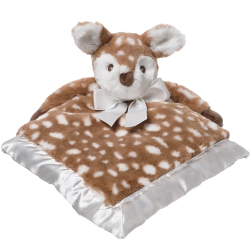 Image of Bearington Baby Lil’ Willow Snuggler - 15" Fawn Security Blanket with Silk Satin Trim and Plush Deer Head - Soft Plush Animal Lovey Comfort Blanket for Newborns, Infants, Toddlers