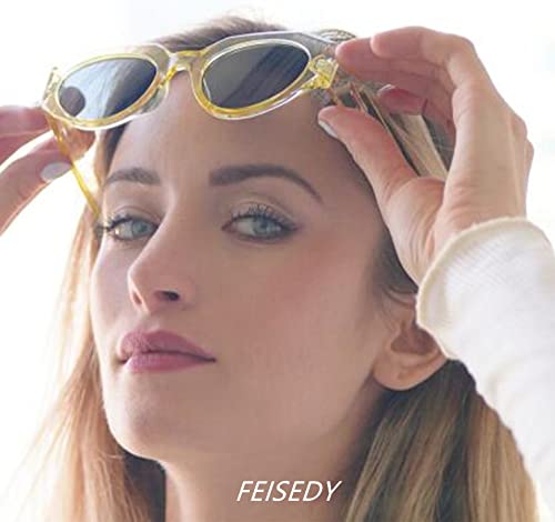 FEISEDY Trendy Irregular Sunglasses for Women Retro Rectangle Narrow Frame Sun Glasses B27543