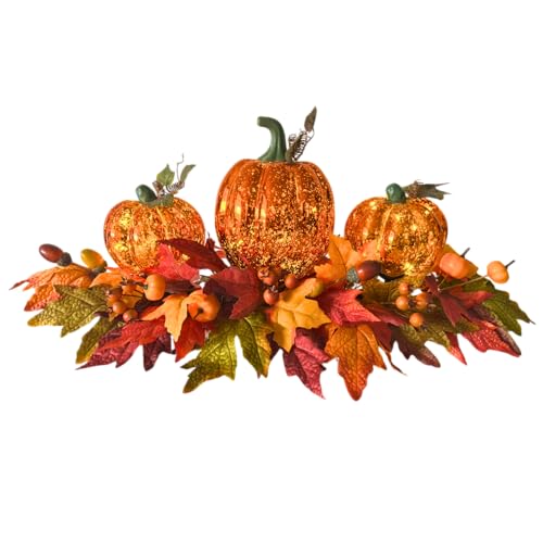 Lnymura 23 Inch Lighted Acrylic Pumpkins Centerpiece with Timer
