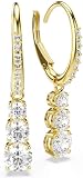 Swarovski Anneaux d'oreilles, de la collection Stilla Attract, cristaux incolores de taille ronde, sertissage griffe et pavé de petits Zirconia, avec un placage de ton or - 3