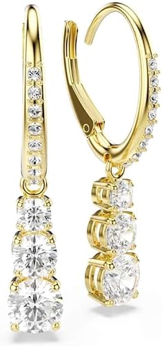Swarovski Anneaux d'oreilles, de la collection Stilla Attract, cristaux incolores de taille ronde, sertissage griffe et pavé de petits Zirconia, avec un placage de ton or - 3