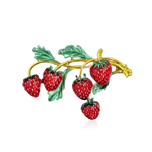 Image of WCRAZYE Red Strawberry Brooch Pin for Women Girls Cute Enamel Fruit Brooches Badges for Clothing Backpacks Bag Fashion Brooches Plant Lapel Pin Accessories Jewelry Gift