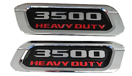 Image of 2pack New 3500 Heavy Duty Emblems Left Right Side 3D Badges Black Hood Replacement for 3500 (Chrome)
