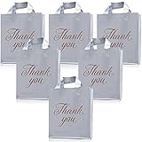 120 Pieces Thank You Merchandise Bags for Small Business, 9 x 12 Inch Retail Shopping Thank You Bags with Die Cut Handles Bags for Stores, Boutiques, Clothes, Present Bags, 2.36 Mil Thick (Silver)